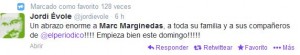 Tweet de Jordi Évole celebrando la liberación de Marc Marginedas