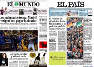 Portadas El Mundo y El País el día 23 de marzo