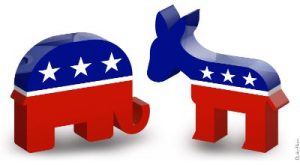 Elefante republicano y burro demócrata. Autor DonkeyHotey. Extraído de Flickr. Creative Commons (https://creativecommons.org/licenses/by/2.0/)