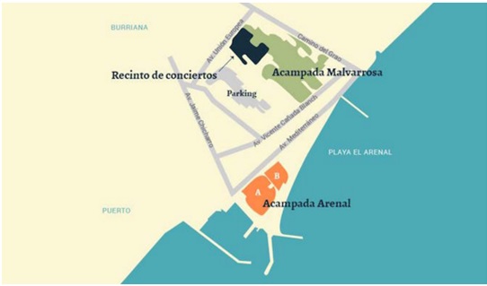Mapa Arenal Sound 2016